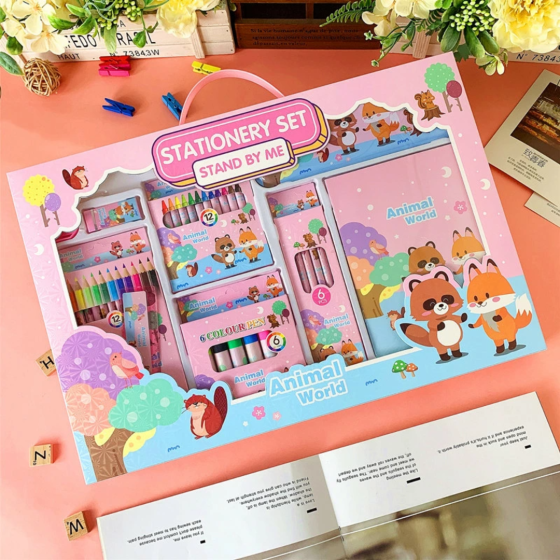 Набір для малювання з пеналом, олівцями та маркерами, тема Тварини, ідеальний подарунок для дітей Кам'янець-Подільський