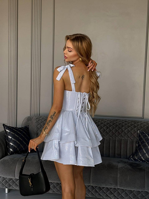 Жіноча романтична святкова сукня міні люрекс диско Білий, 44 Одеса - фото 3