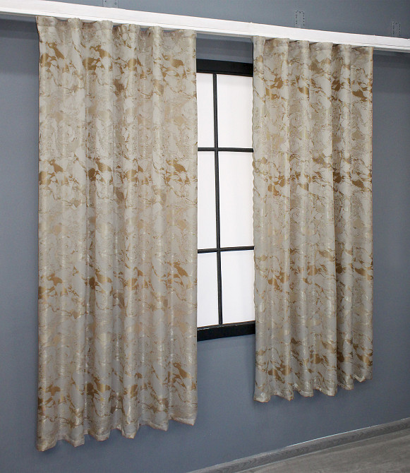 Комплект коротких штор VR-Textil Жаккард Мрамор Al3 № 1595ш Айвори с бежевым 145х170 см 2 шт (35-0241) Киев - изображение 3