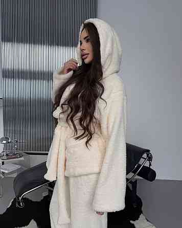 Женская теплая повседневная плюшевая пижама двухсторонняя махра Одесса