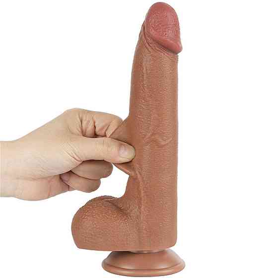 Фалоімітатор з мошонкою 8.5'' Sliding Skin Dual Layer Dong Brown Sex Aura Київ