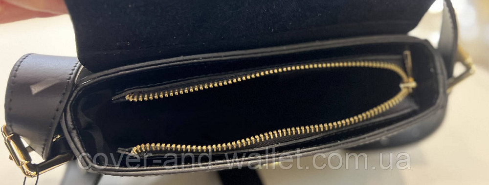 Стильная женская сумка среднего размера из итальянской кожи (черная) Virginia Conti Киев - изображение 5