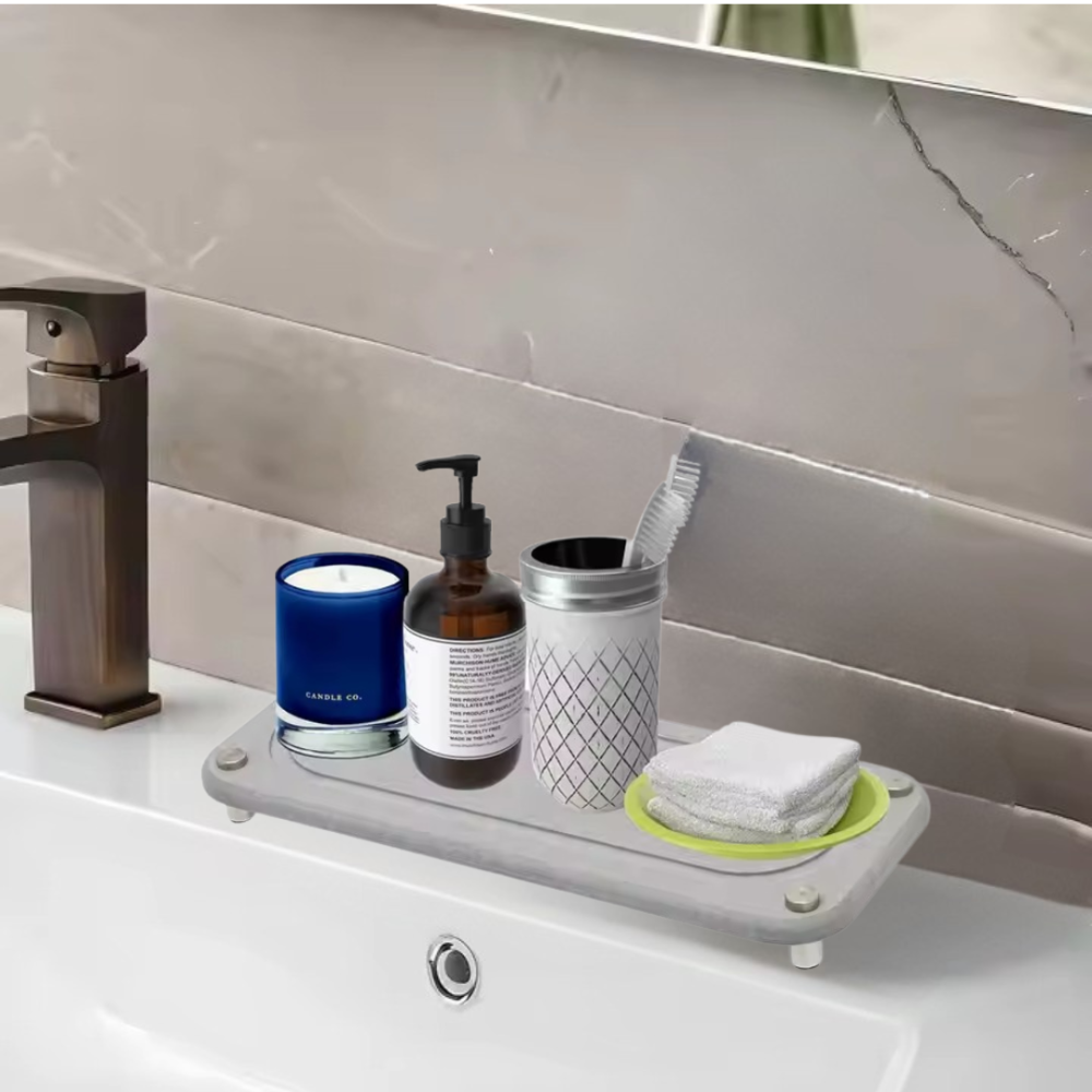 Набор для ванной комнаты и душа коврик для ног,подставка,накладка-коврик на раковину,цвет светло-серый Каменец-Подольский - изображение 3