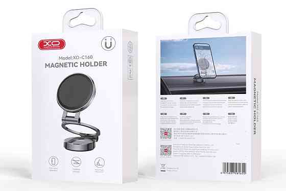 Автотримач XO C160 Universal Magnetic tri-fold Phone Holder Black (7109737) Киев