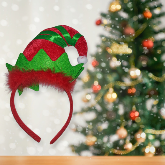 Новогодний обруч для волос Шапка ельфа one size красный Киев