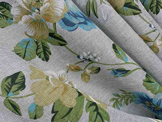 Комплект готовых штор VR-Textil Лен с цветочным принтом 