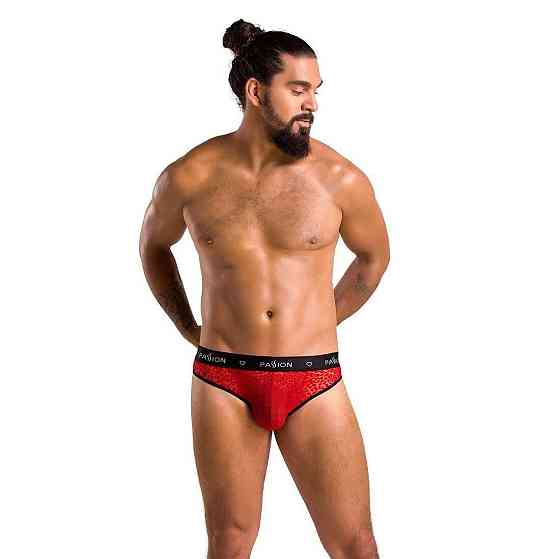 Мужские полупрозрачные трусы Passion 031 SLIP MIKE XXL/XXXL Red, под леопард Sex Aura Киев