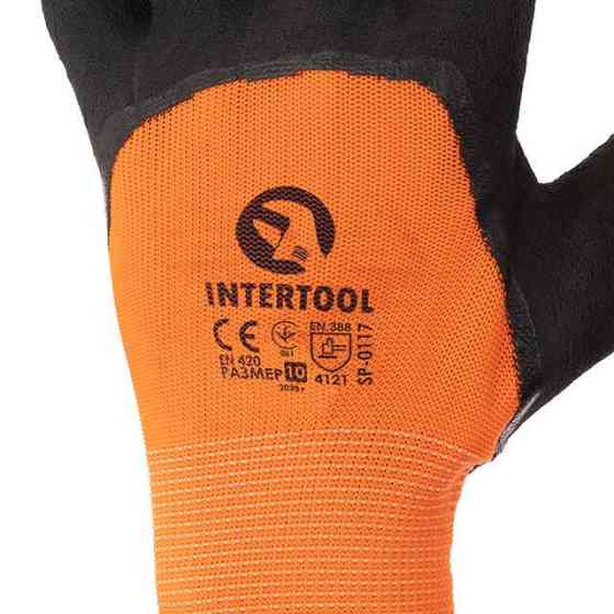 Рукавичка трикотажна з 3/4 покриттям з чорного спіненого латексу, синтетична, посилена, 10