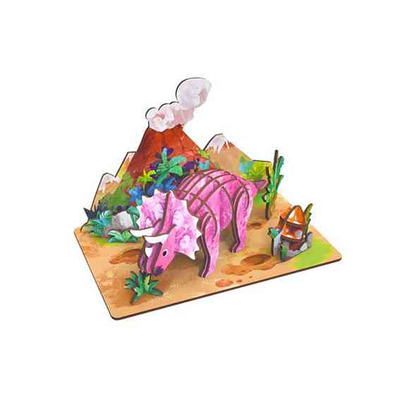 Дерев'яний пазл 3D "Triceratops" 68046W 34 деталі Вінниця