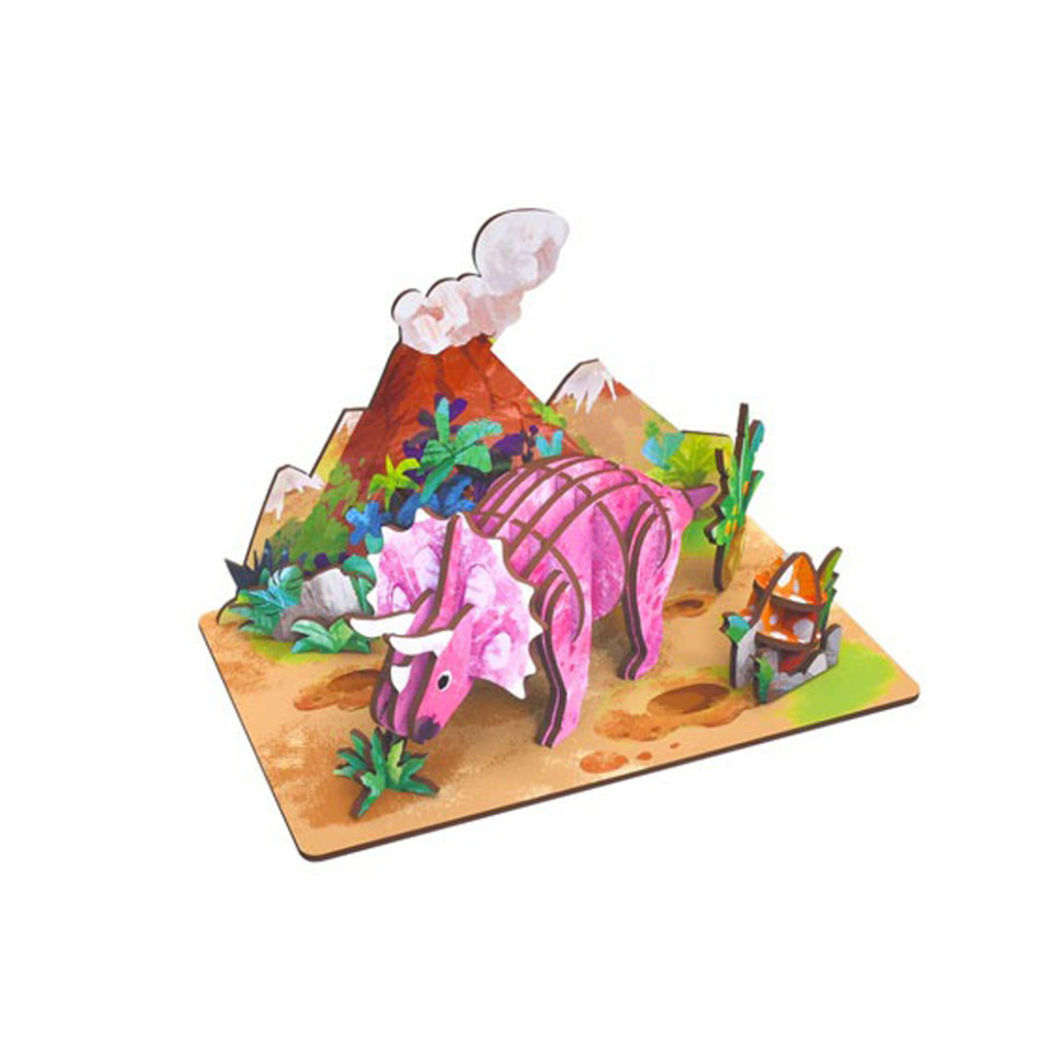 Дерев'яний пазл 3D "Triceratops" 68046W 34 деталі Вінниця - фото 1