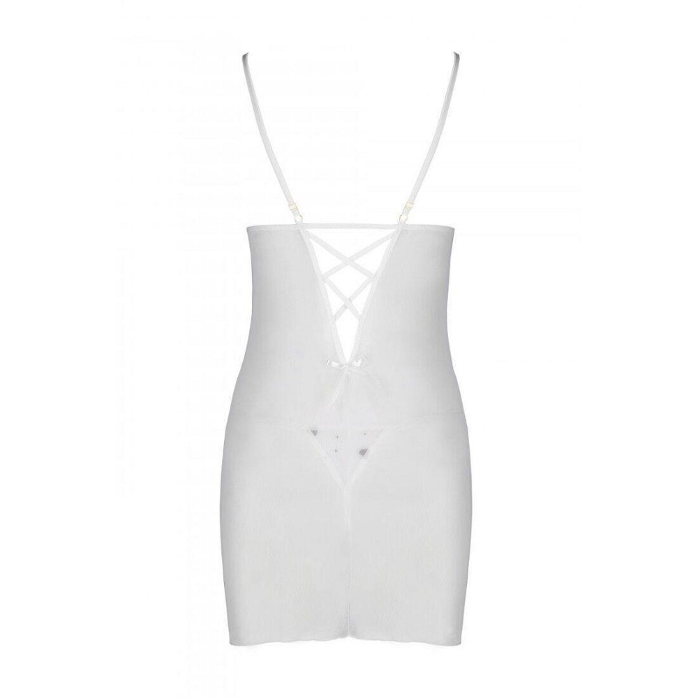 Сорочка з вирізами на грудях, стрінги Passion LOVELIA CHEMISE L/XL, white Sex Aura Київ - фото 6