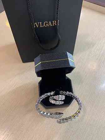 Комплект BVLGARI змія/ браслет і кільце/ циркони посріблення Одеса