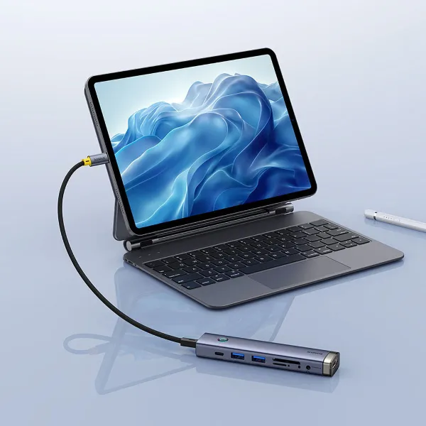 USB-хаб Baseus UltraJoy Series 7-Port HUB AIR Space Grey (Type-C to HDMI4K@60Hz*1+USB3.0*2+PD*1+SD/TF3.0*1+3.5mm*1) Одесса - изображение 7