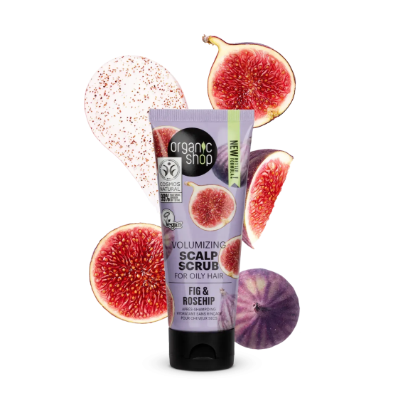 Скраб для шкіри голови для жирного волосся Об'єм Інжир і шипшина Organic Shop 75 мл Вінниця