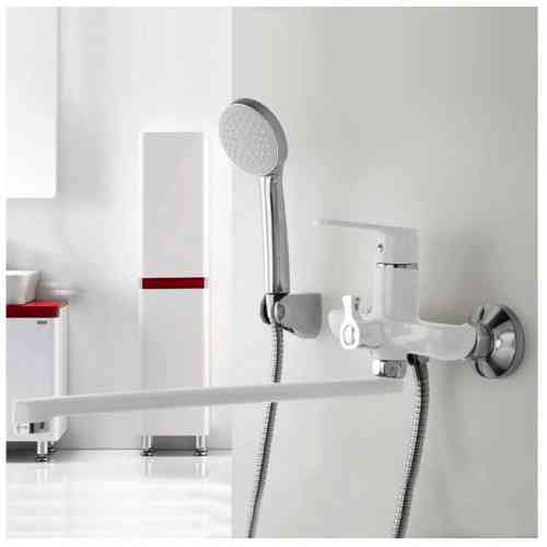 Змішувач для ванни з душовим гарнітуром Frap F2231 білий/хром Київ