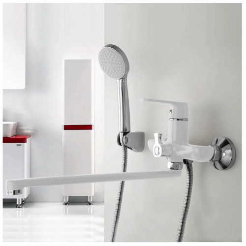 Смеситель для ванны с душевым гарнитуром Frap F2231 белый/хром Киев - изображение 3