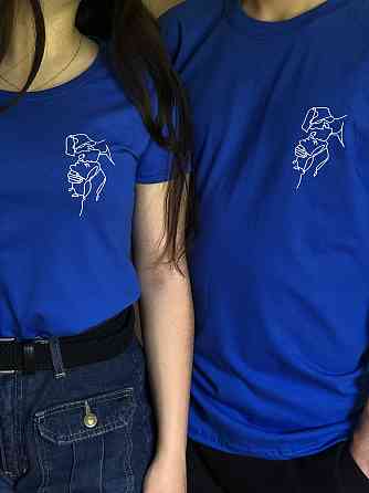 Парные футболки для влюбленных парня и девушки с АРТ ПРИНТОМ ЛИЦА Черновцы