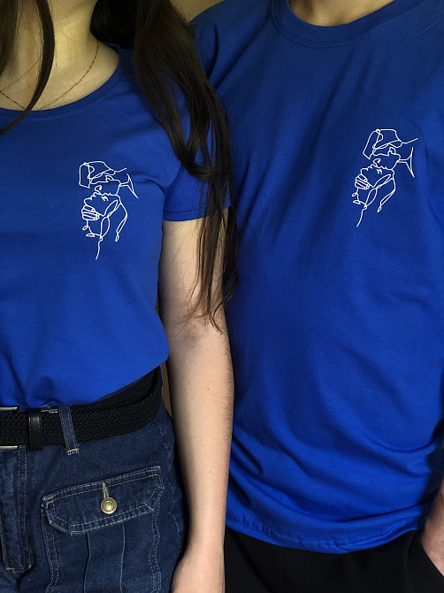 Парные футболки для влюбленных парня и девушки с АРТ ПРИНТОМ ЛИЦА Черновцы - изображение 3