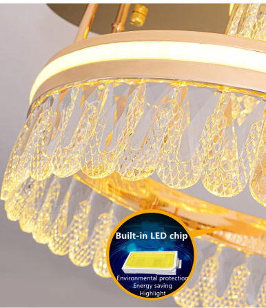 Люстра светодиодная потолочная Хрустальный круг PJ915 (Золотистый) 80см Винница