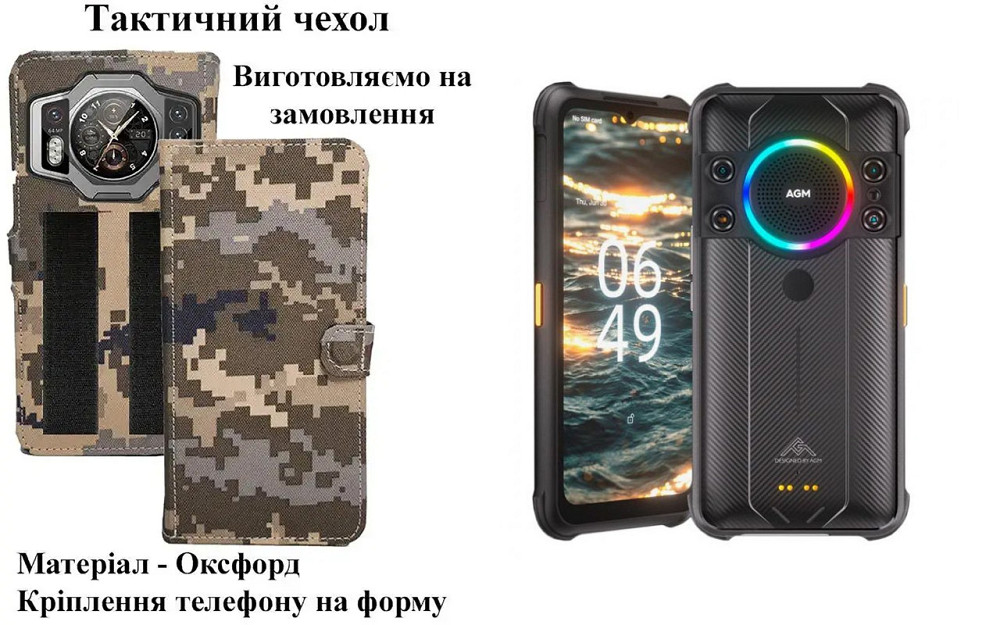 Тактический чехол для AGM H5, AGM H5 Pro, крепится к снаряжению на липучке Киев - изображение 1