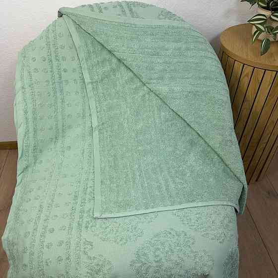 Простирадло-покривало жаккардове махрове 100% Бавовна GM TEXTILE 190x200см 400г/м2 (М'ятний) Суми