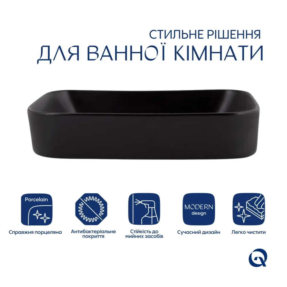 Раковина-чаша Qtap Scorpio 550х390х120 Matt black QT14112243MBN Киев - изображение 9