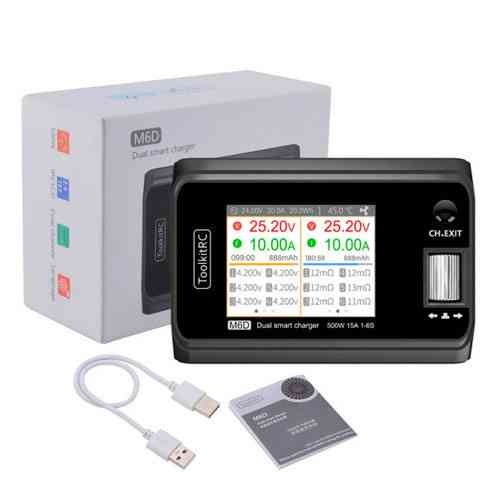 Зарядное устройство ToolkitRC M6D 2 канала 500 Вт 15 А для LiPo, LiHV, Li-ion, NiMh, Pb аккумуляторов 1-6S Киев