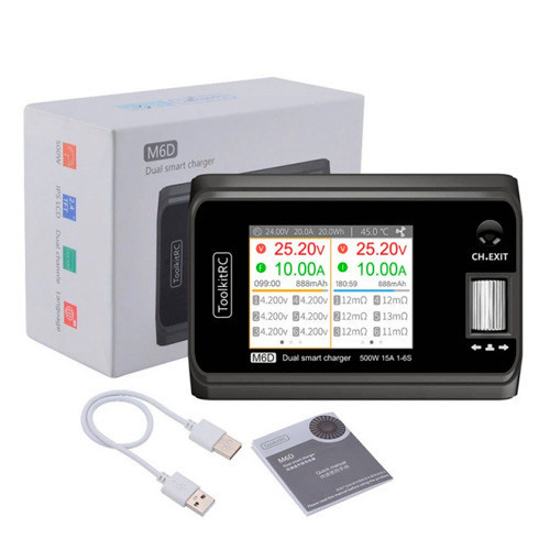Зарядное устройство ToolkitRC M6D 2 канала 500 Вт 15 А для LiPo, LiHV, Li-ion, NiMh, Pb аккумуляторов 1-6S Киев - изображение 5