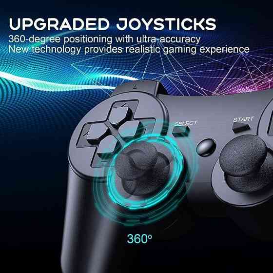 Беспроводной игровой контроллер для PlayStation 3 и ПК — Bluetooth Геймпад, Double Shock, 6-осевой гироскоп, Черный Киев
