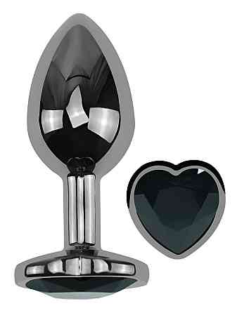 Анальная пробка с кристаллом EGZO - Dark Silver Heart Plug Black size S Sex Aura Киев