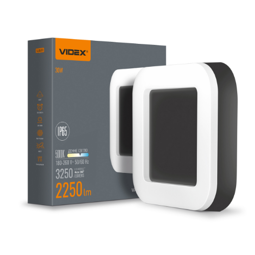 LED Світильник 30W 5000К 220V квадратний чорний VL-BHFS-305B Videx Житомир