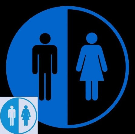 Люминесцентная наклейка на дверь туалета 15 на 15 см синий Киев - изображение 1