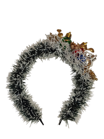 Обруч новогодний на голову с мишуры и новогодними игрушками универсальный размер разноцветный ручная работа Киев