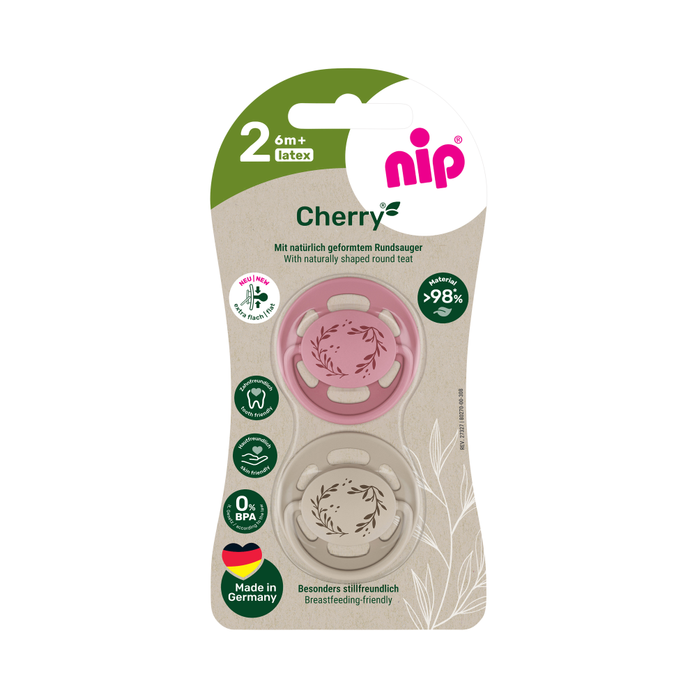 Пустушка латексна кругла для дітей від 6 місяців NIP Cherry арт. 38879-51 2 шт. кораловий/бежевий Кривий Ріг - фото 1