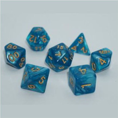 Набор кубиков для настольных игр Games 7 Days Pearl 7 Dice Set - Light blue (w-gold) (g7dpearl15) Винница - изображение 1