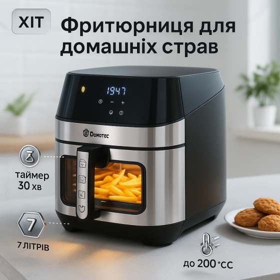 Аэро-фритюрница с цифровым управлением Domotec MS-3222 3500W, Качественная фритюрница без масла DJ-84 Львов
