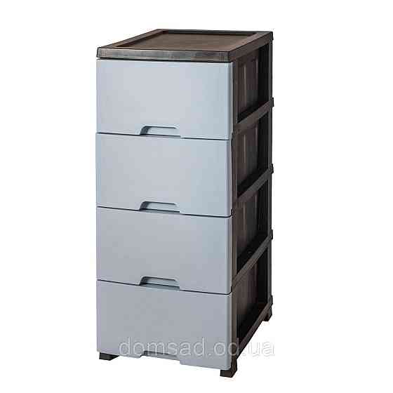 Комод пластиковий "New" 4 яруси 86*43*34см, R-Plastic, чорно-сірий Одеса