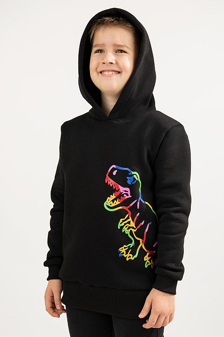 Худи - джемпер детский с капюшоном, трехнитка, черный, топ Киев - изображение 3