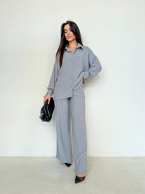 Жіночий стильний привабливий костюм американський креп Сірий, 44/46 Одеса - фото 7