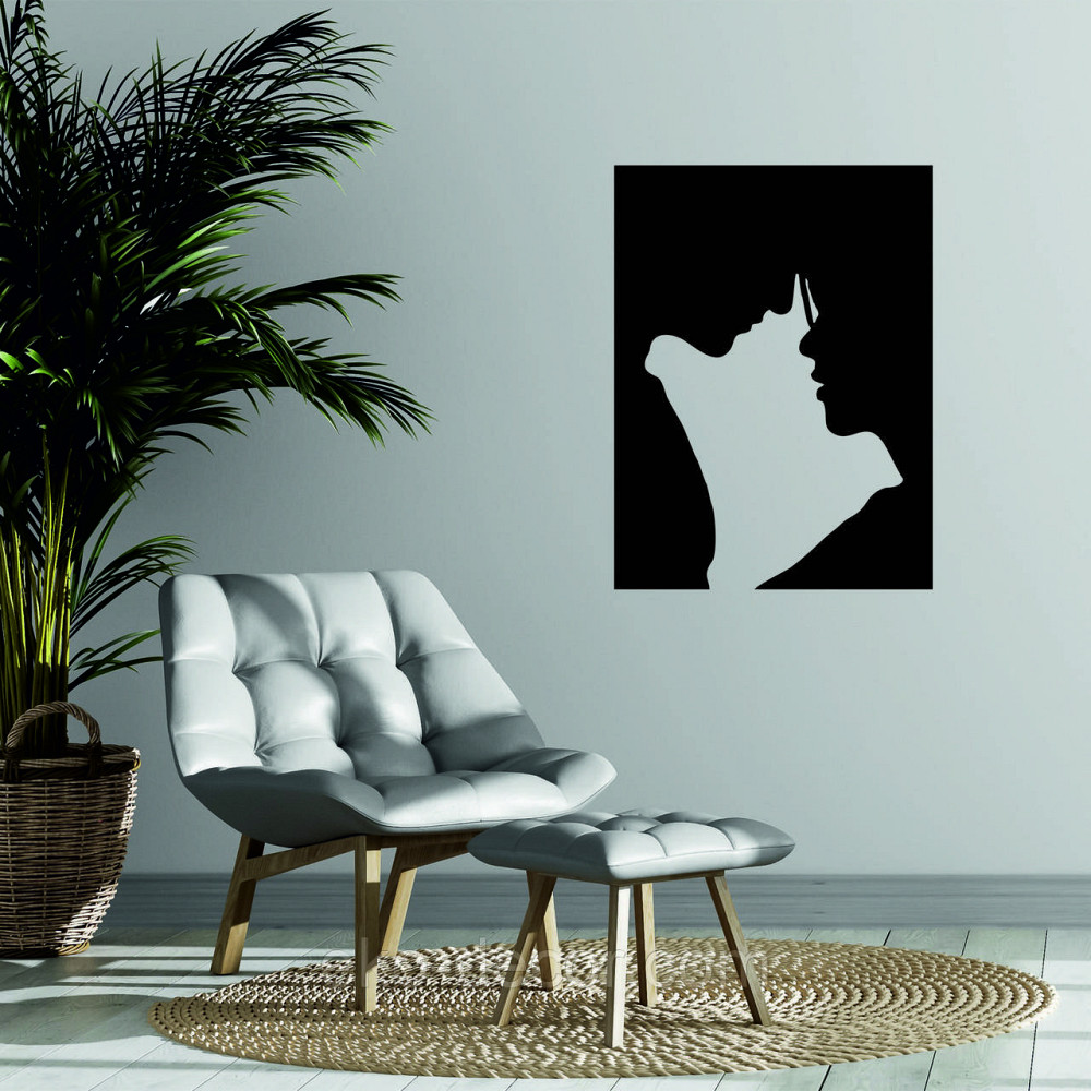 Декоративне настінне 3D Панно «Силует пари», Декор на стіну з об'ємом 70*52 см, Чорний Київ - фото 1
