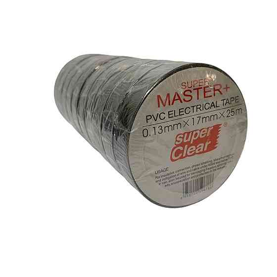 Изолента MASTER+ 0.13мм×17мм×25м — электроизоляционная лента ПВХ для монтажа, ремонта и изоляции проводов. Харьков