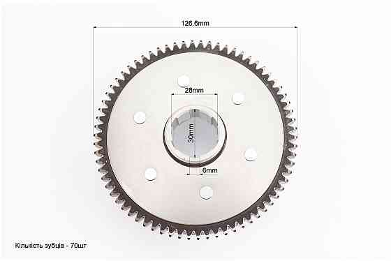 Зчеплення, маховик у зборі (6 болтів, маховик 70T) CB-150/200cc, тип1 Киев