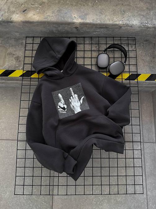 Жіноча молодіжна утеплена оверсайз худі з накатом трьохнитка на флісі Одеса - фото 6