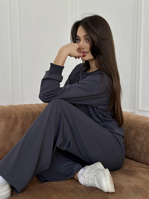 Жіночий спортивний костюм із широкими штанами Сірий XS/S Харків - фото 8