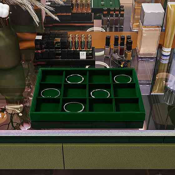 Лоток для украшений Velvet 12 отделений Темно-зеленый 35×24×3.5 см бархатный органайзер штабелируемый для Киев