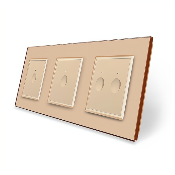 LIVOLO Сенсорний вимикач Sense 4 сенсора (1-1-2) Livolo золотий скло (VL-C7FC1/FC1/FC2-6AP) Коломия