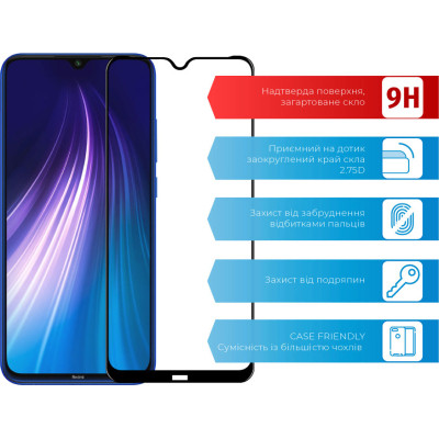 Стекло защитное ACCLAB Full Glue Xiaomi Redmi Note 8 (1283126508752) Винница - изображение 2