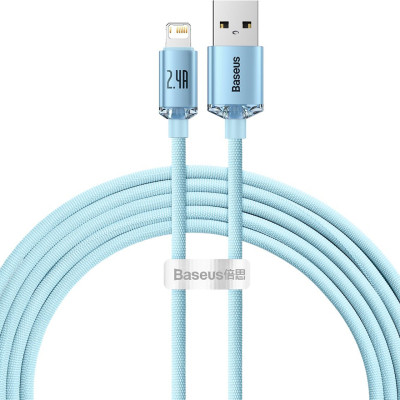 Дата кабель USB 2.0 AM to Lightning 2.0m 2.4A sky blue Baseus (CAJY001203) Вінниця - фото 1