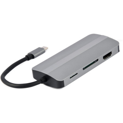 Концентратор Cablexpert USB-C 8-in-1 (USB hub 3.0/HDMI//VGA/PD/CR/stereo audio) (A-CM-COMBO8-02) Вінниця - фото 1