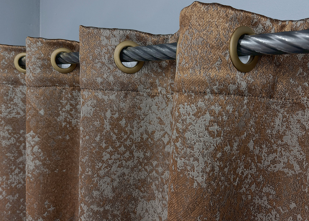 Комплект штор на люверсах VR-Textil Мрамор Al-9 № 1638ш Медный с серым 150х270 см 2 шт (37-0176) Киев - изображение 5